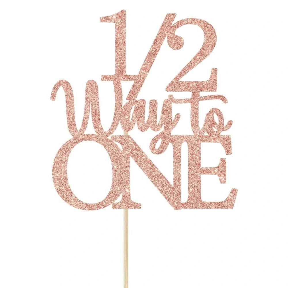 NWOT~Sparkling Rose Gold Cake Topper Halfway to One~”Used once for Photo Shoot”